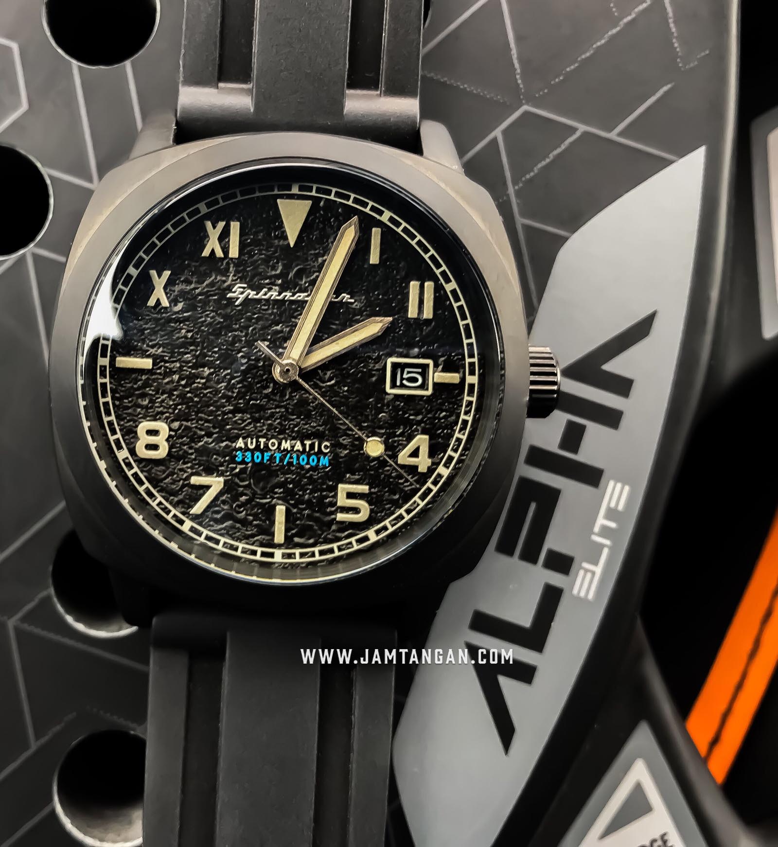 Spinnaker SP-5071-05 Vintage Hull California Tactical Men Black Dial Black Rubber Strap Machtwatch