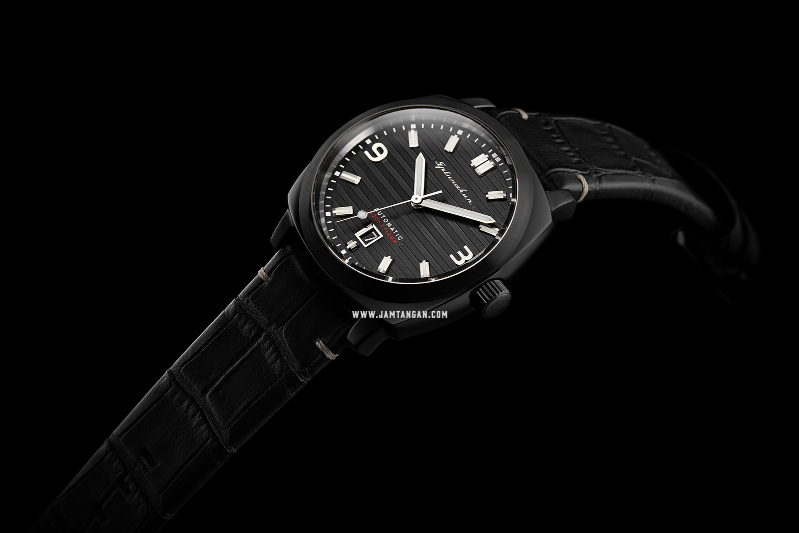 Spinnaker Hull Riviera SP-5073-04 Men Black Dial Black Leather Strap Machtwatch