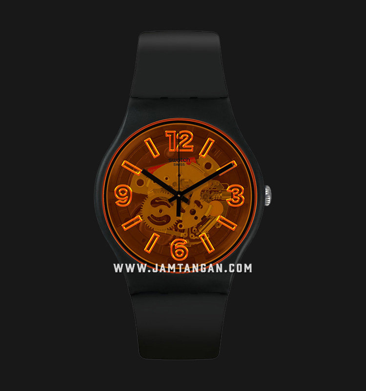 Swatch SUOB164 Orangeboost Men Skeleton Dial Black Rubber Strap |  Jamtangan.com
