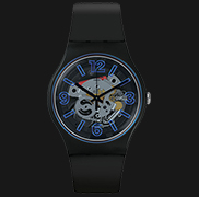 Swatch SUOB165 Blueboost Men Skeleton Dial Black Rubber Strap |  Jamtangan.com