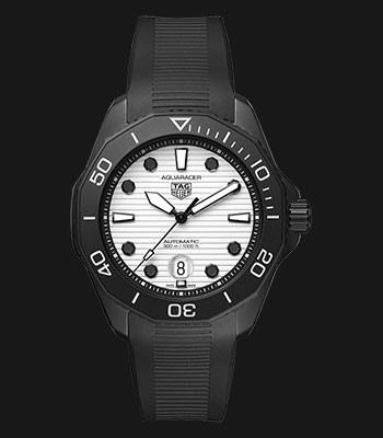 Tag Heuer Aquaracer Professional 300 Automatic White Dial Black Rubber Strap Watch for Men - WBP201D.FT6197