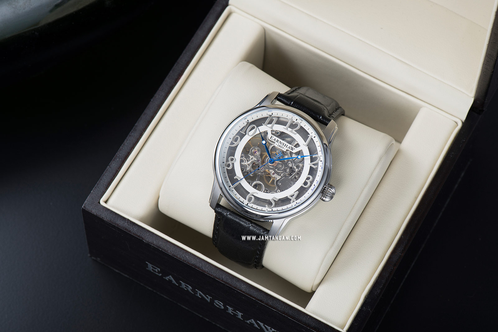 Thomas Earnshaw ES-8062-04 Longitude Skeleton Dial Black Leather Strap Machtwatch