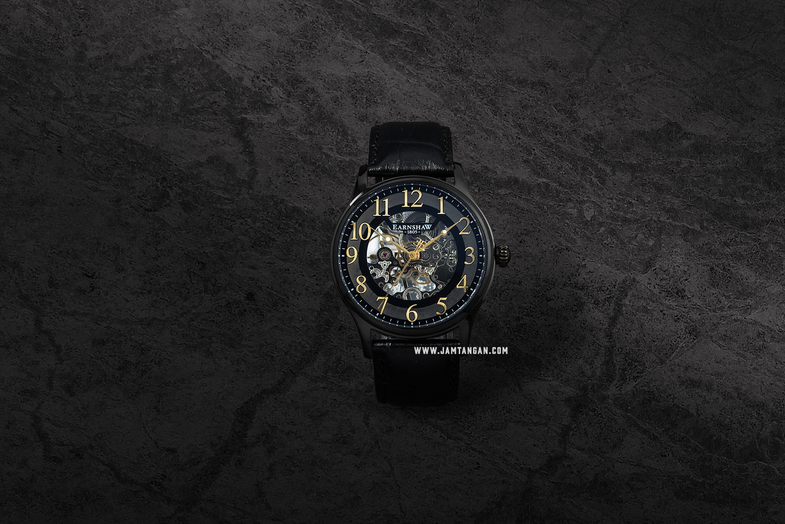 Thomas Earnshaw ES-8062-08 Longitude Skeleton Dial Black Leather Strap Machtwatch