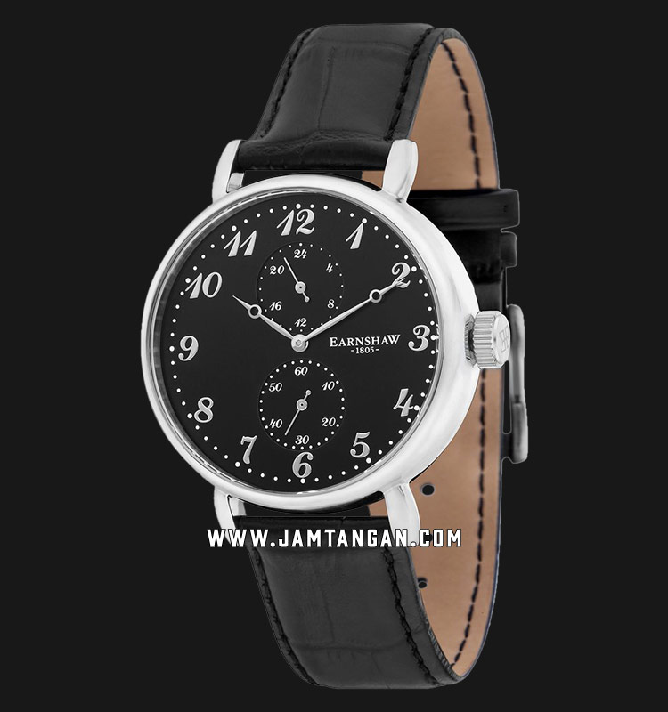 Thomas Earnshaw ES809101 Grand Legacy Black Dial Black Leather Strap