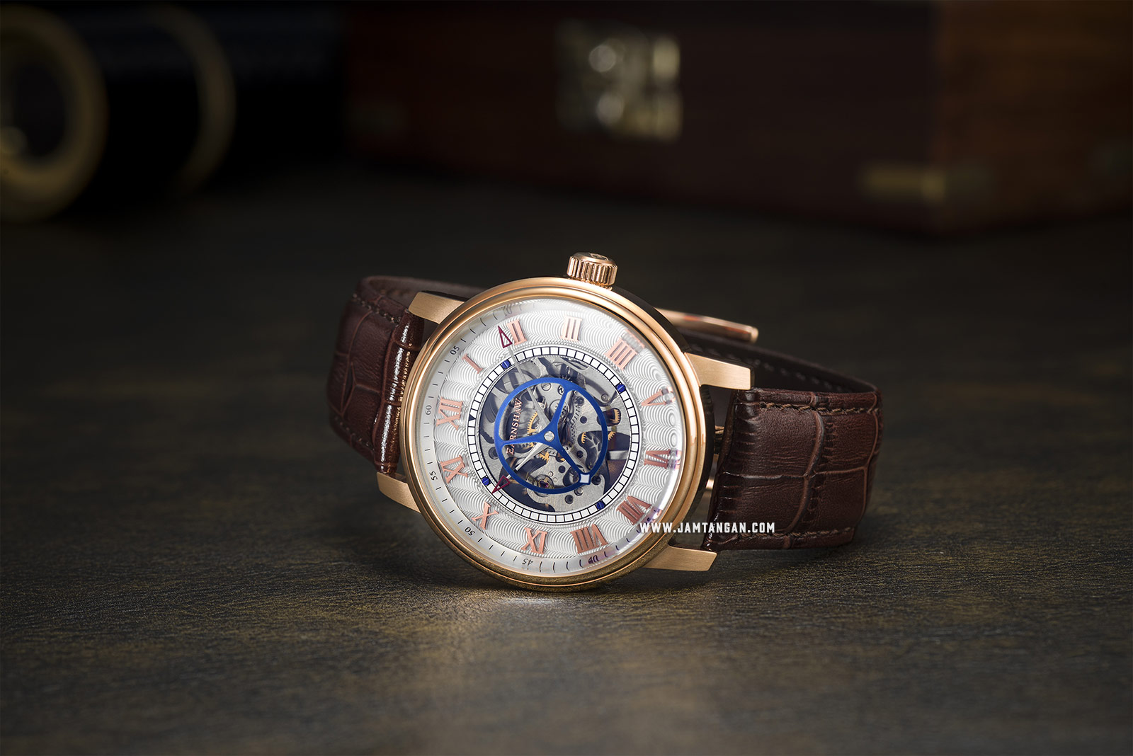 Thomas Earnshaw ES-8096-03 Westminster Skeleton Dial Brown Leather Strap Machtwatch