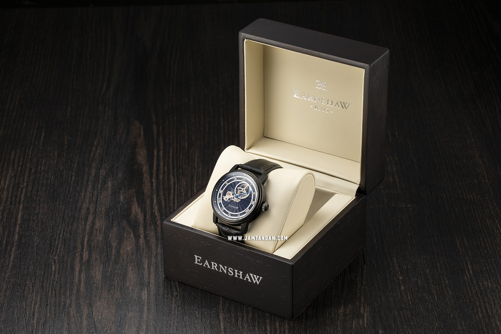 Thomas Earnshaw ES-8097-04 Westminster Mechanical Open Heart Dial Black Leather Strap Machtwatch