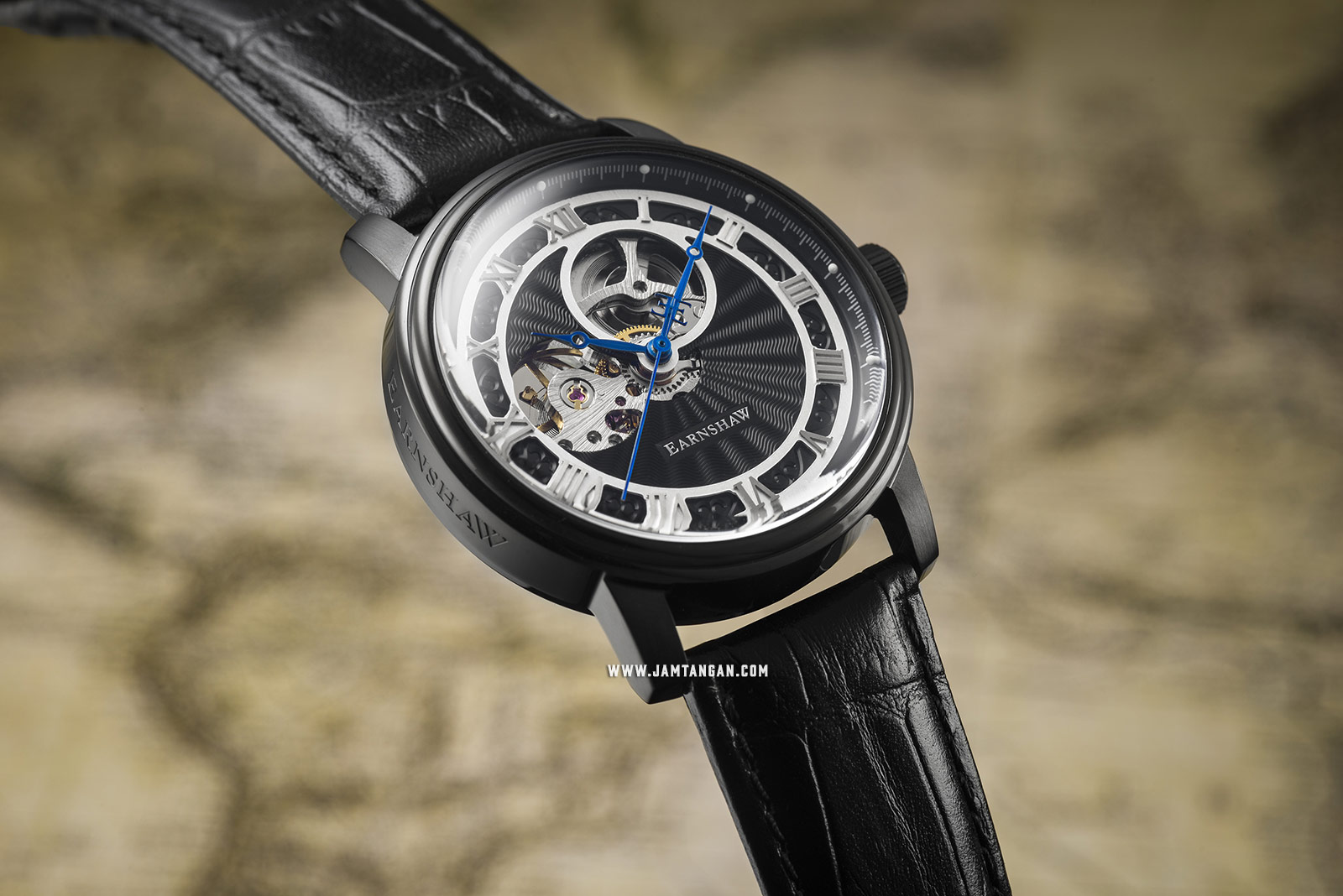 Thomas Earnshaw ES-8097-04 Westminster Mechanical Open Heart Dial Black Leather Strap Machtwatch
