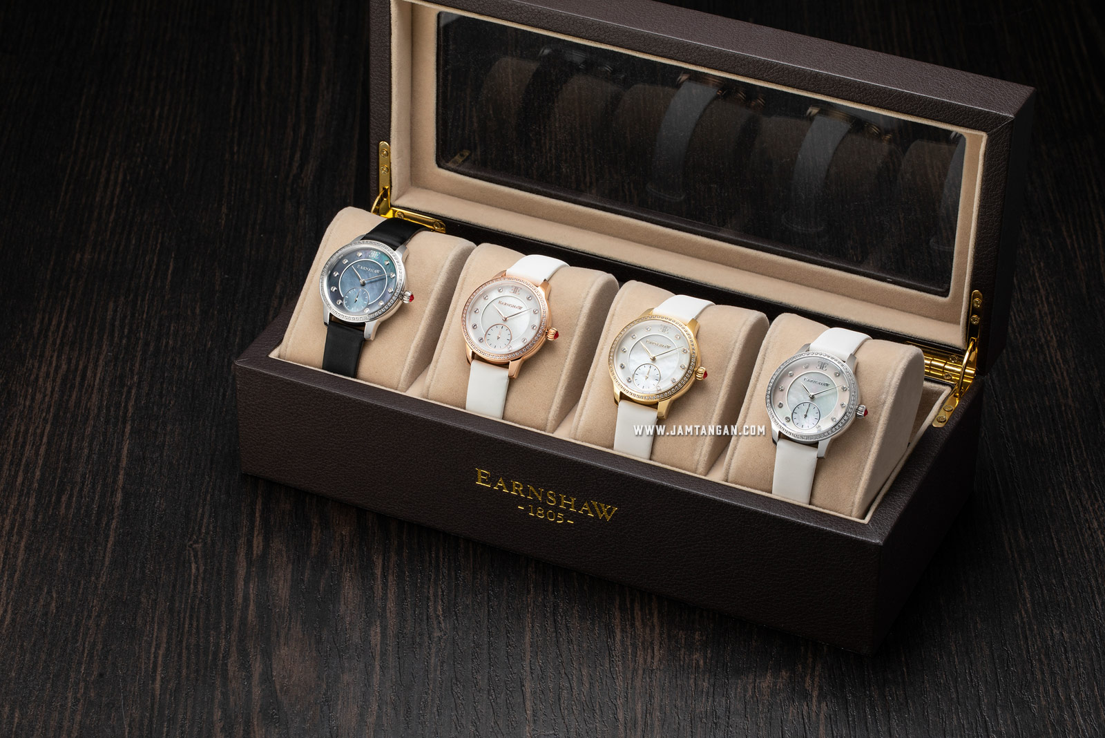 Thomas Earnshaw Lady Australis ES-8098-04 Ladies Mother of Pearl White Dial White Leather Strap Machtwatch