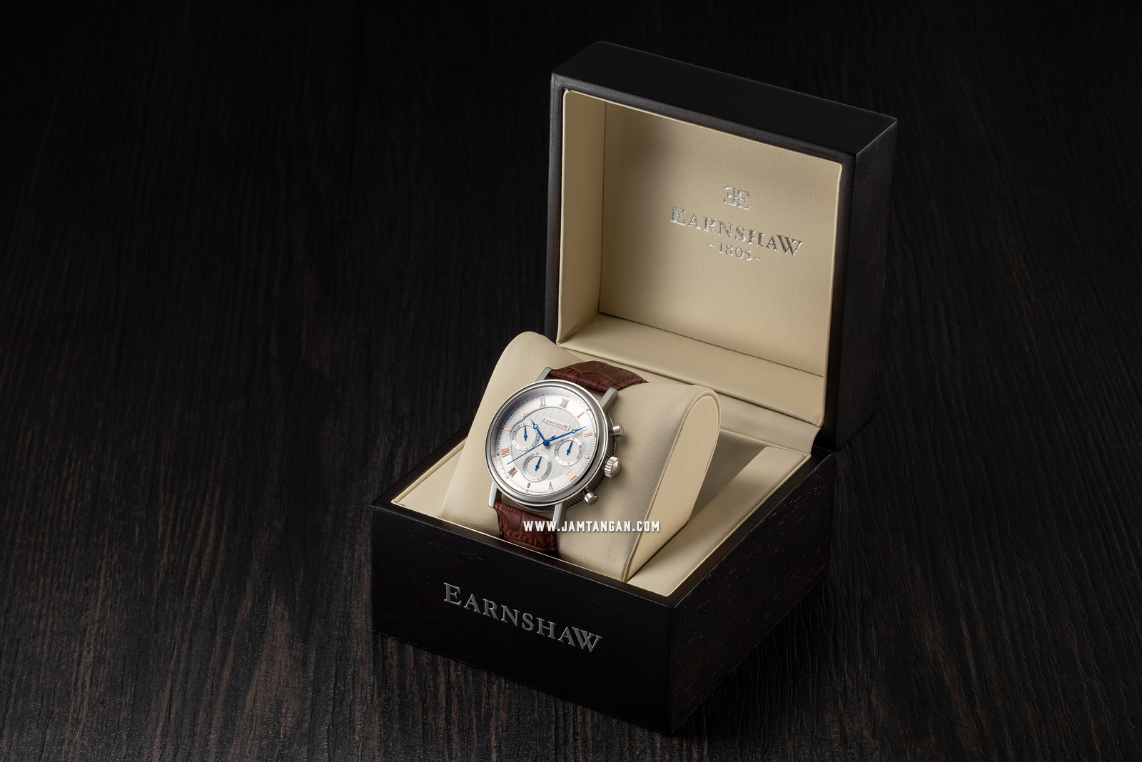 Thomas Earnshaw Beaufort Multifunction ES-8103-02 Men Silver Dial Brown Leather Strap Machtwatch