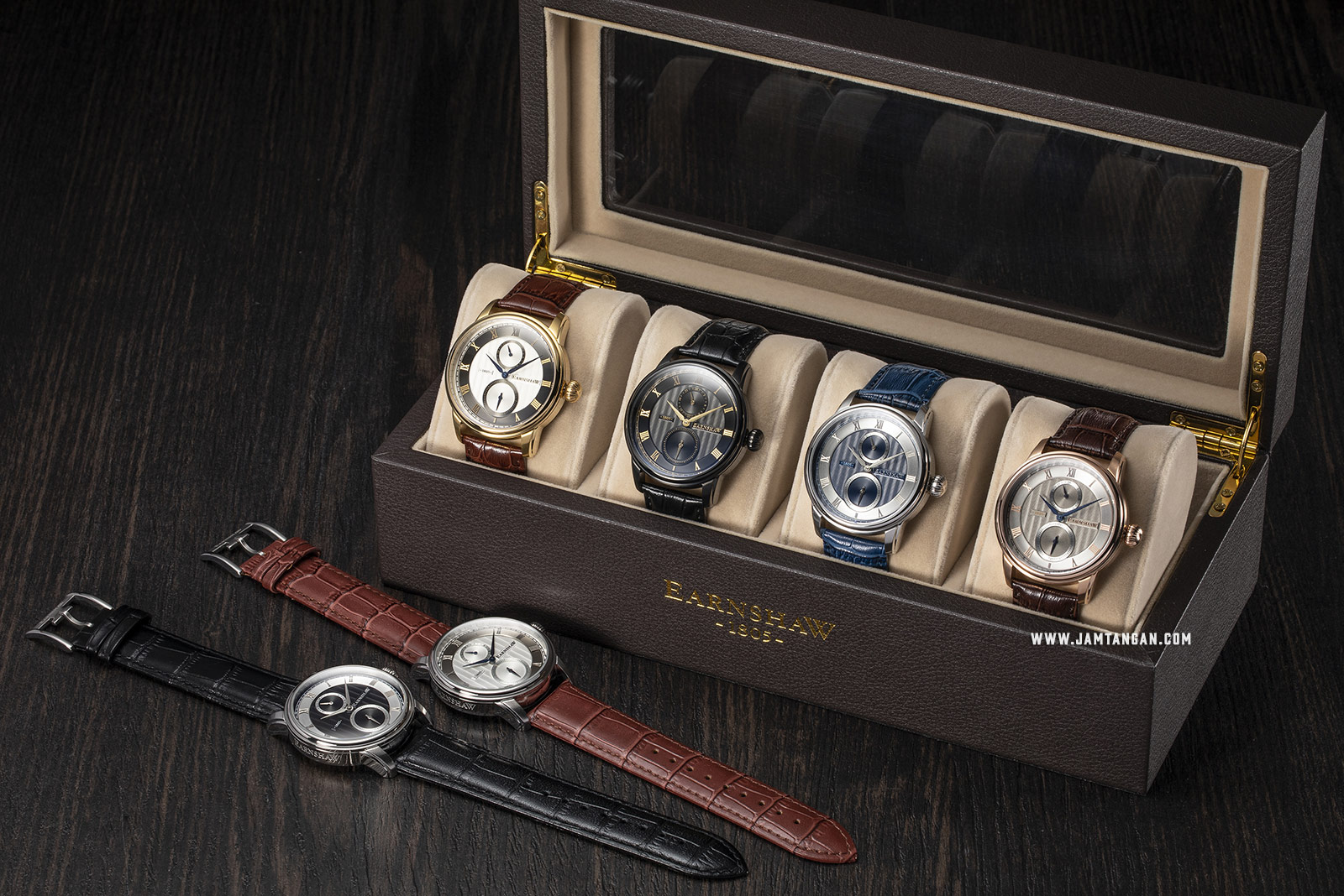 Thomas Earnshaw ES-8106-02 Longitude Multi-Function White Dial Brown Leather Strap Machtwatch