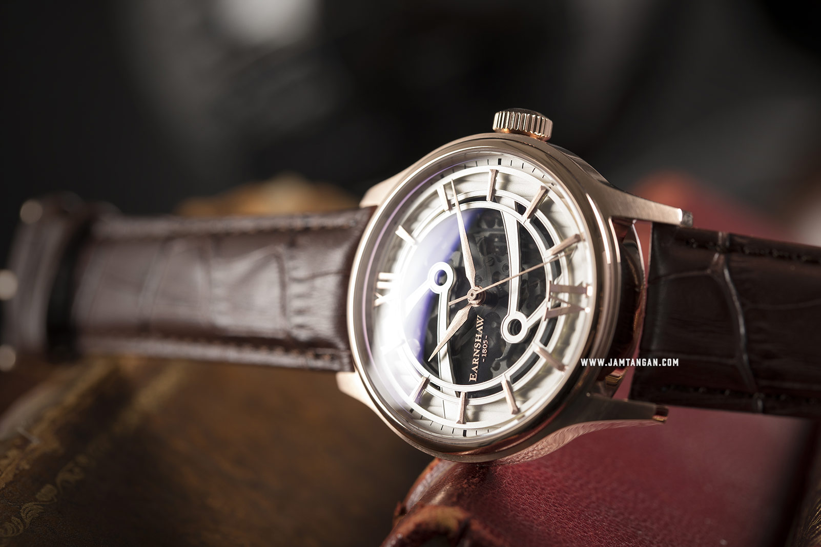 Thomas Earnshaw ES-8801-02 Bauer Skeleton Dial Brown Leather Strap Machtwatch