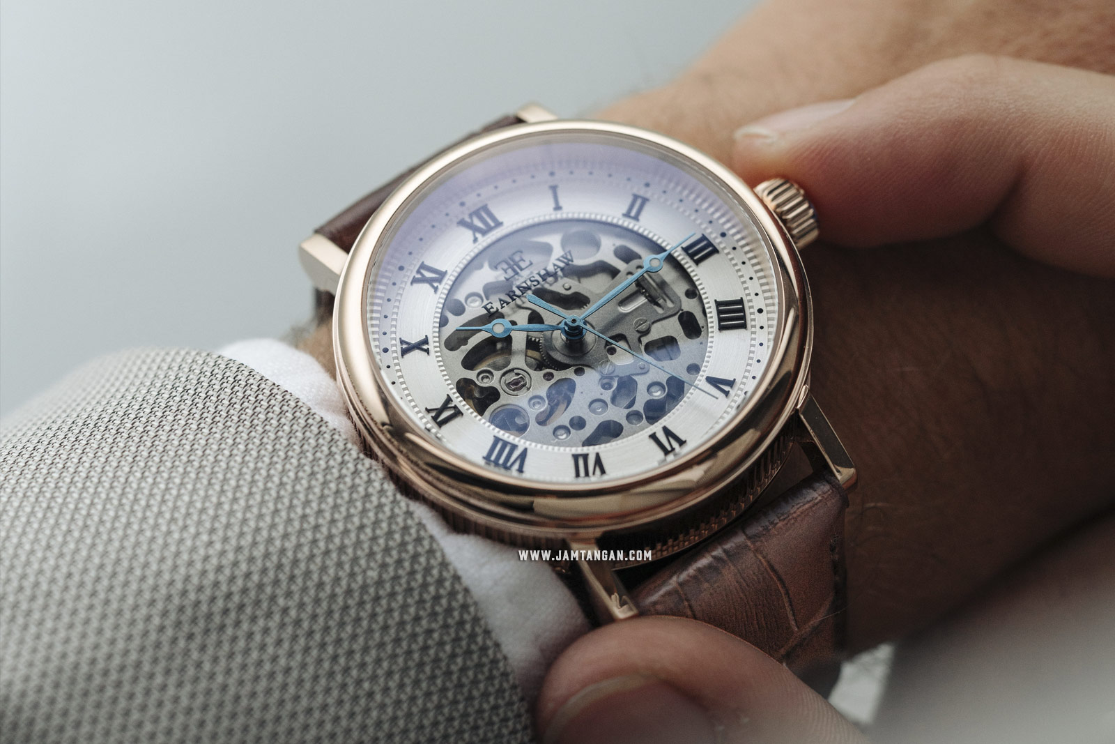 Thomas Earnshaw ES-8806-02 Beaufort Skeleton Dial Brown Leather Strap Machtwatch