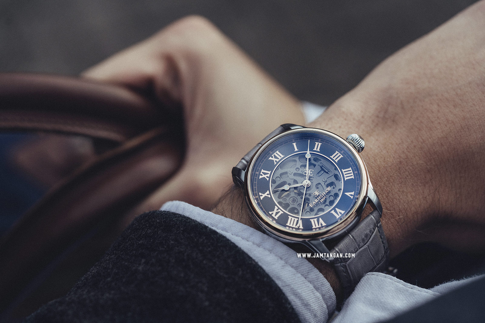 Thomas Earnshaw ES-8807-04 Longitude Skeleton Dial Grey Leather Strap Machtwatch