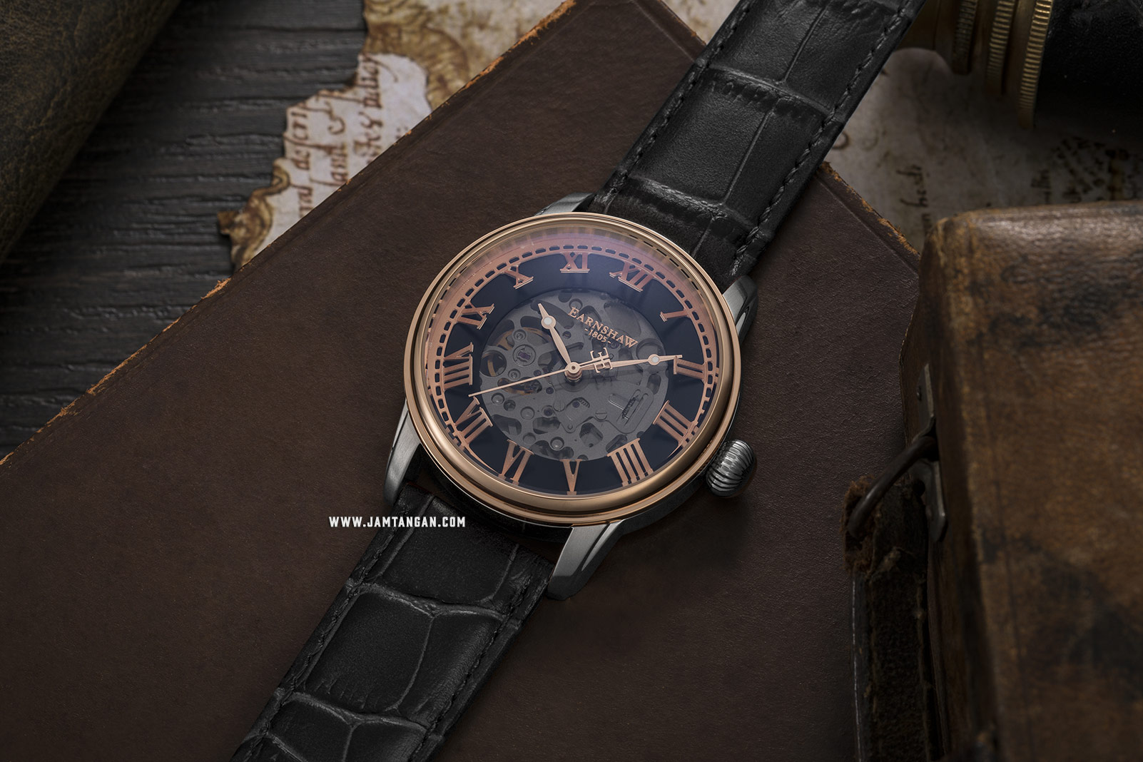 Thomas Earnshaw ES-8808-04 Longitude Alta Skeleton Dial Black Leather Strap Machtwatch