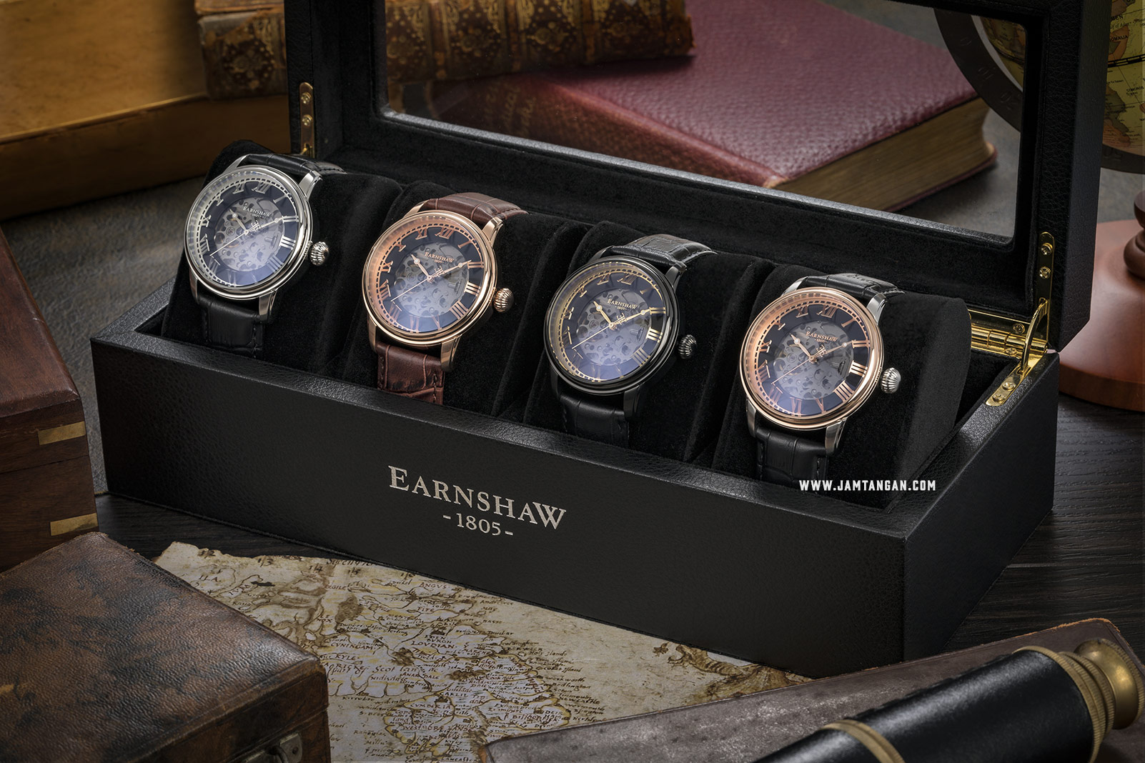 Thomas Earnshaw ES-8808-04 Longitude Alta Skeleton Dial Black Leather Strap Machtwatch