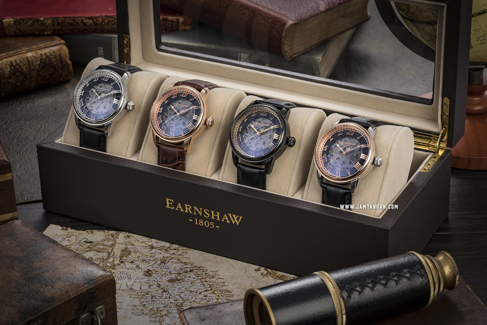 Thomas Earnshaw ES-8808-04 Longitude Alta Skeleton Dial Black Leather Strap Machtwatch