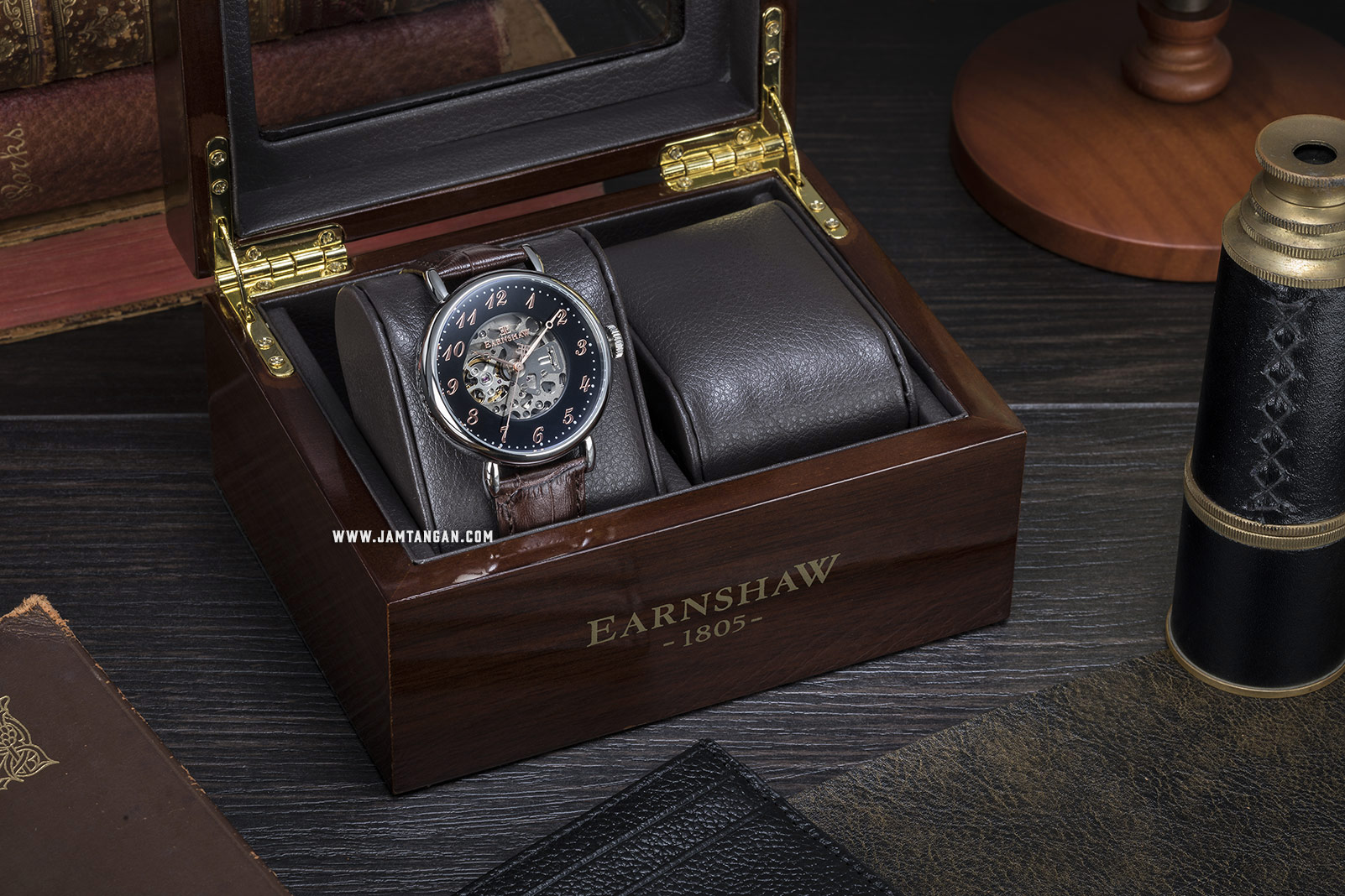 Thomas Earnshaw ES-8810-03 Grand Legacy Skeleton Dial Brown Leather Strap Machtwatch