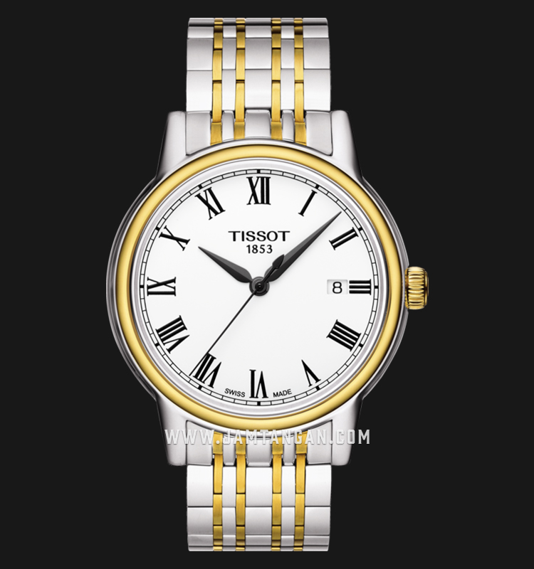 TISSOT Carson Gents T085.410.22.013.00 White Dial Dual Color Stainless  Steel Strap | Jamtangan.com