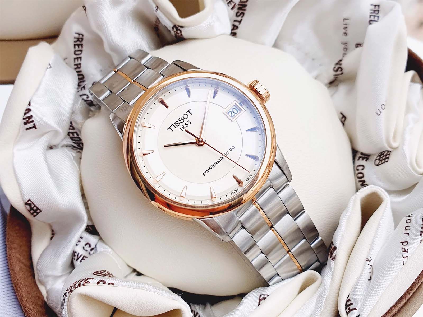 Tissot T086.207.22.261.01 Luxury Powermatic 80 Ladies Ivory Dial Two Tone  Stainless Steel Strap | Jamtangan.com