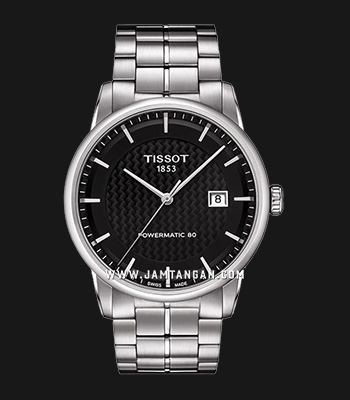 Tissot Luxury Powermatic 80 Black Dial Silver Steel Strap Watch For Men - T086.407.22.051.00