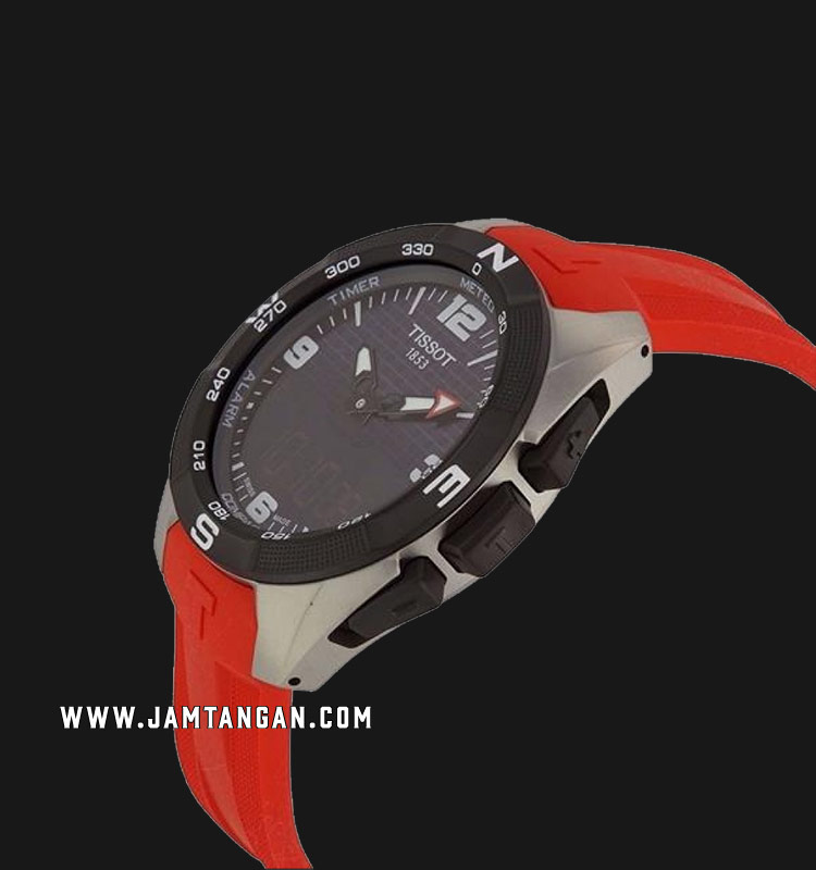 TISSOT T-Touch T091.420.47.057.00 Expert Solar Black Digital Analog Dial  Red Rubber Strap | Jamtangan.com