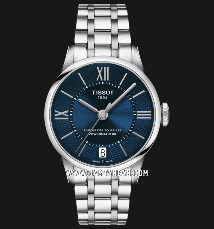 Tissot Chemin Des Tourelles T099.207.11.048.00 Powermatic 80 Lady Blue Dial  Stainless Steel | Jamtangan.com