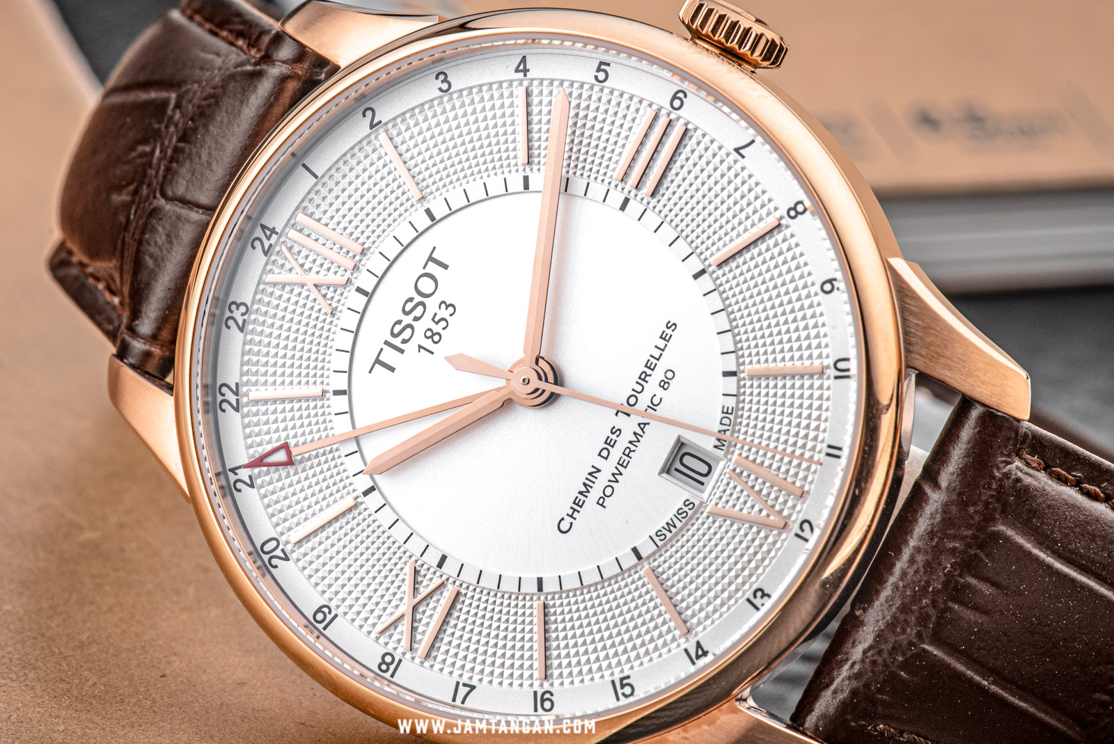 Tissot Chemin Des Tourelles T099.429.36.038.00 Men Silver Dial Brown  Leather Strap | Jamtangan.com