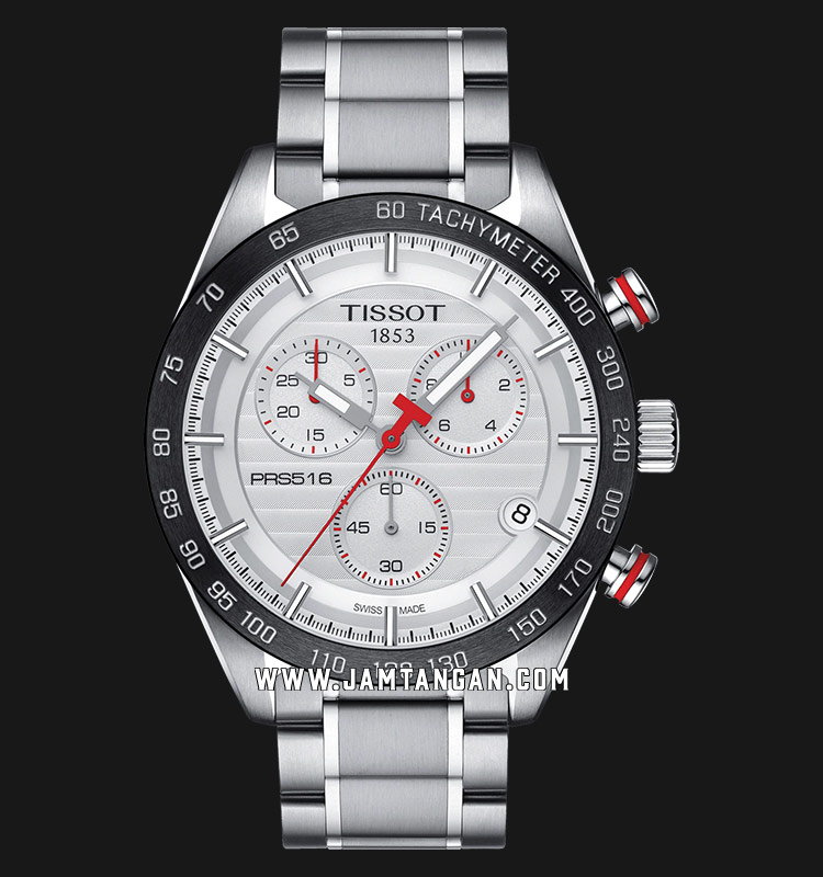 Tissot PRS 516 T100.417.11.031.00 Chronograph Silver Pattern Dial Stainless  Steel | Jamtangan.com
