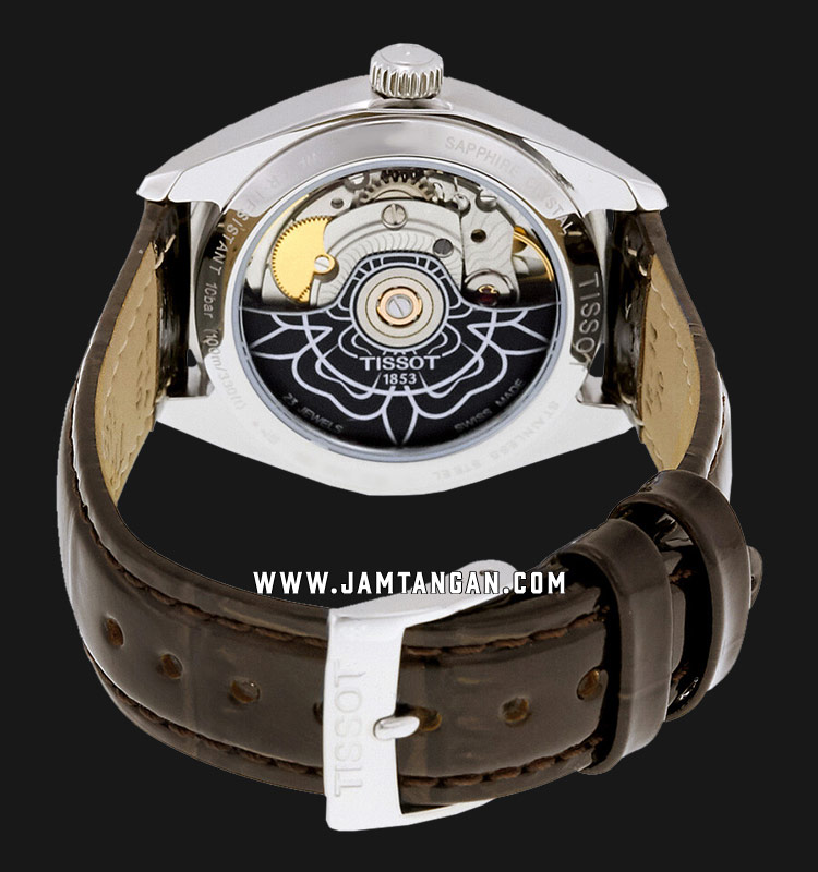 TISSOT PR100 Powermatic 80 T101.207.16.071.00 Grey Dial Brown Leather Strap  | Jamtangan.com
