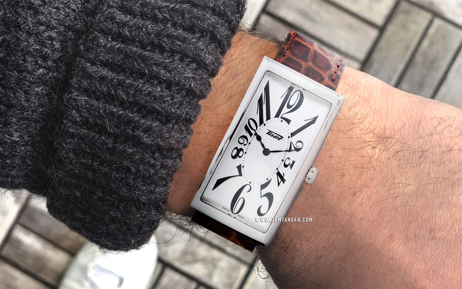 TISSOT Heritage Banana Centenary T117.509.16.032.00 Silver Dial Brown  Leather Strap | Jamtangan.com