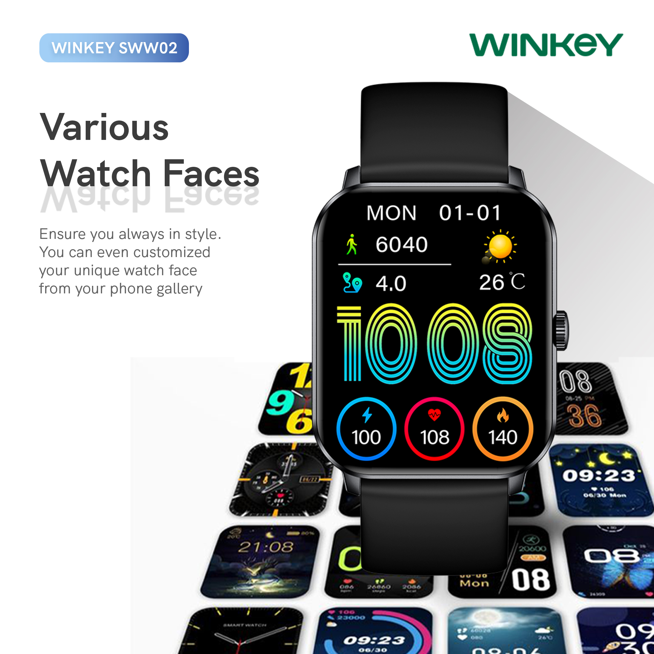 WINKEY SWW02 ZETA2 Smartwatch Bluetooth Call Fitness Tracker IP68 ...