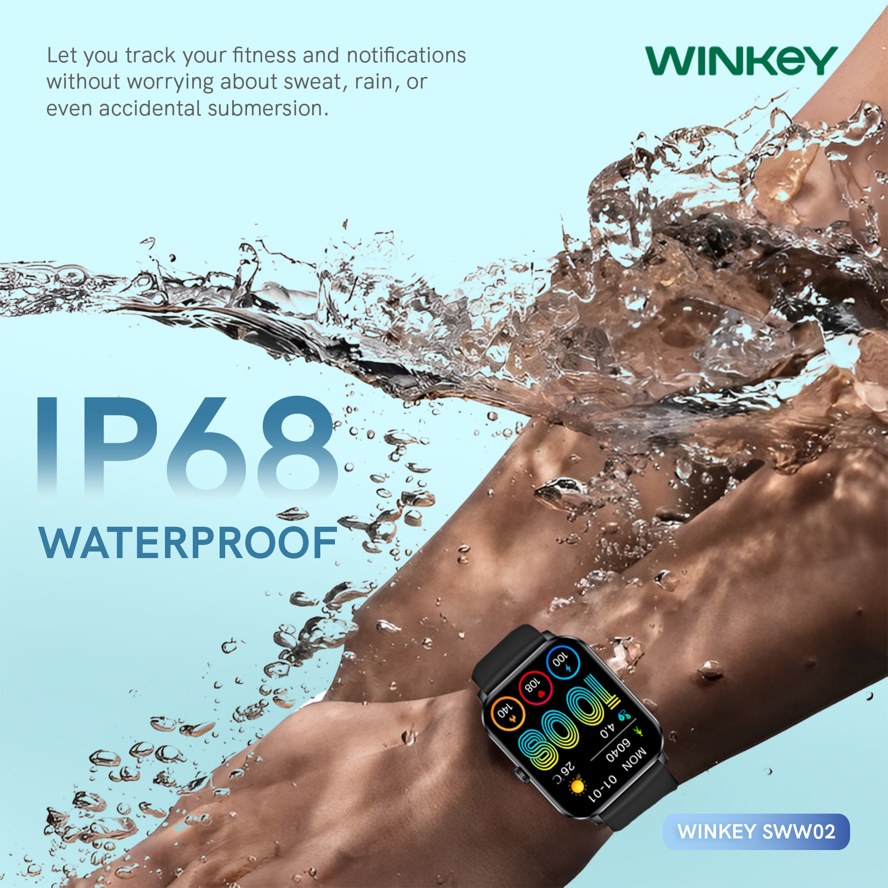 WINKEY SWW02 ZETA2 Smartwatch Bluetooth Call Fitness Tracker IP68 ...