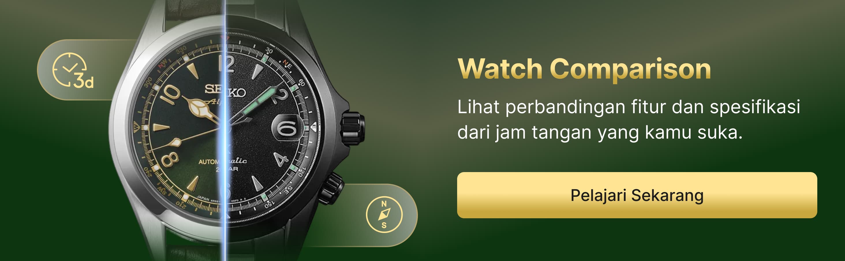 Lihat perbandingan fitur dan spesifikasi dari jam tangan yang kamu suka.